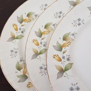 3pc Ridgway Susanne White Mist Ironstone Salad Dessert Plates, Made in England